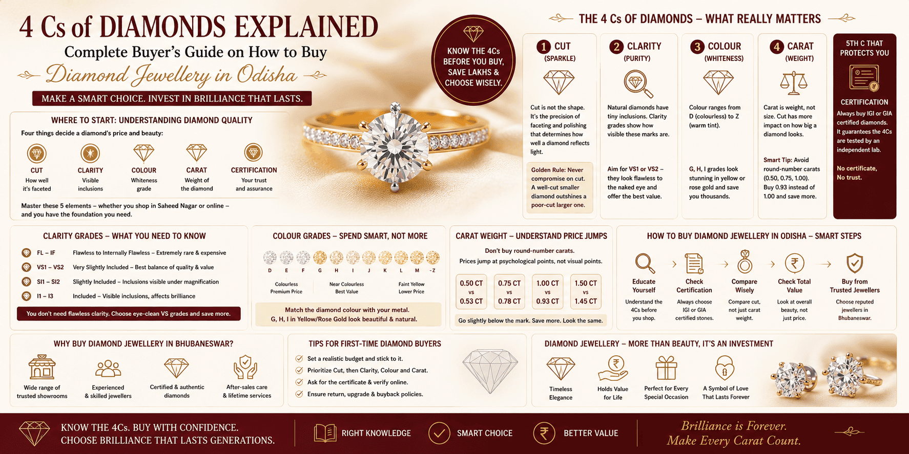 4 Cs of Diamonds Explained: Complete Buyer’s Guide on How to Buy Diamond Jewellery in Odisha